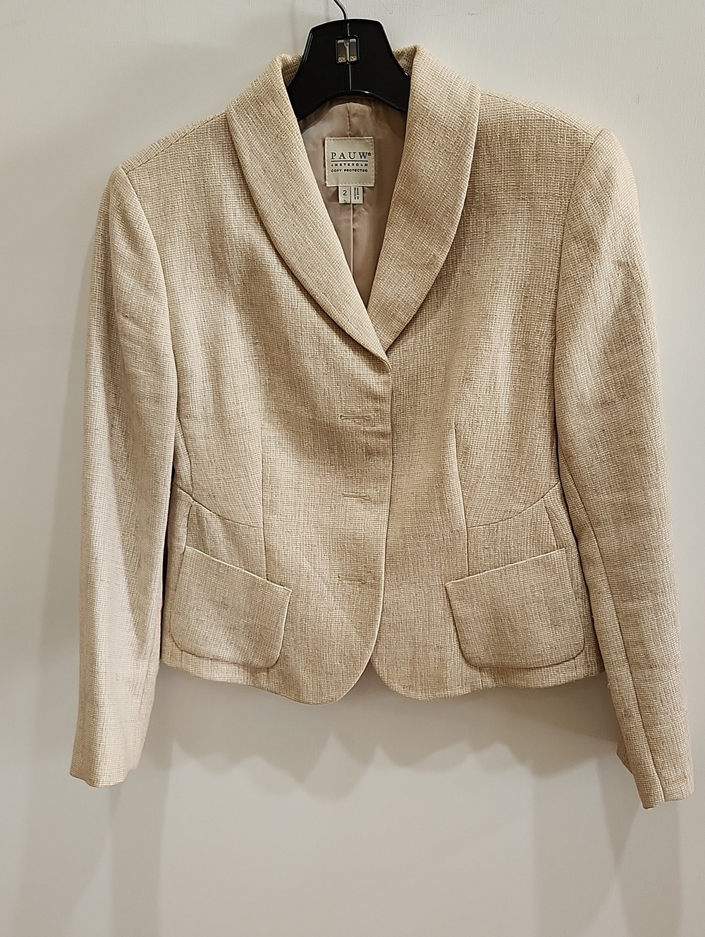 Pauw Amsterdam Cream Shawl-Collar Textured Blazer